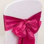 5 Pack Lamour Satin 6"x106" Chair Sashes Fuchsia - Stylish Reusable Decorative Bows - Bell Racket Store