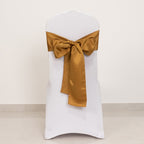5 Pack Lamour Satin 6"x106" Chair Sashes Gold - Stylish Reusable Decorative Bows for Weddings & Gatherings - Bell Racket Store