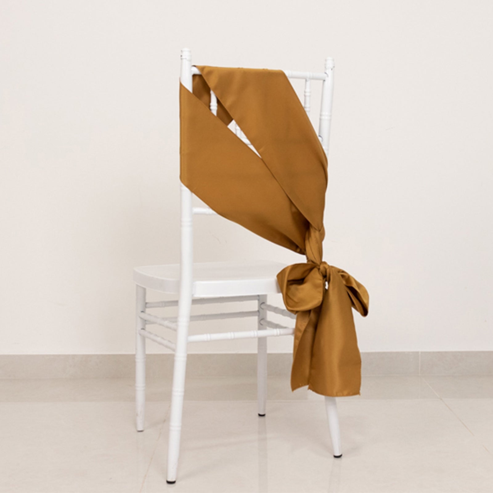 5 Pack Lamour Satin 6"x106" Chair Sashes Gold - Stylish Reusable Decorative Bows for Weddings & Gatherings - Bell Racket Store