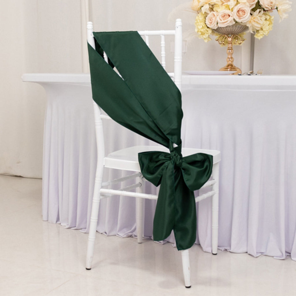 5 Pack Lamour Satin 6"x106" Chair Sashes Hunter Emerald Green - Stylish Reusable Decorative Bows - Bell Racket Store