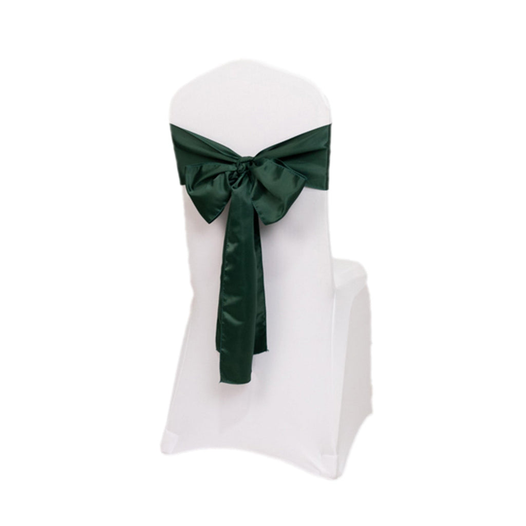 5 Pack Lamour Satin 6"x106" Chair Sashes Hunter Emerald Green - Stylish Reusable Decorative Bows - Bell Racket Store