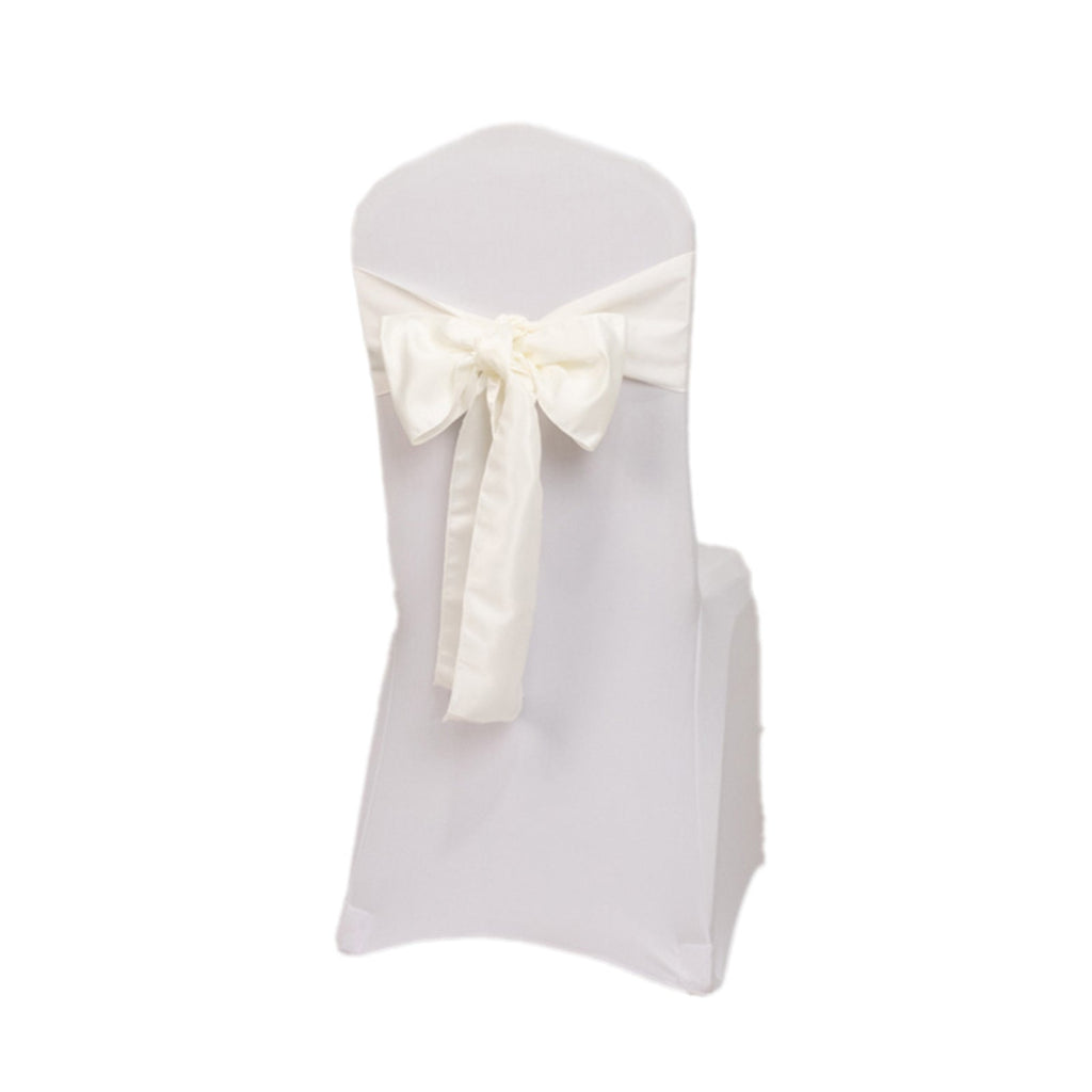 5 Pack Lamour Satin 6"x106" Chair Sashes Ivory - Stylish Reusable Decorative Bows - Bell Racket Store