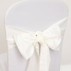 5 Pack Lamour Satin 6"x106" Chair Sashes Ivory - Stylish Reusable Decorative Bows - Bell Racket Store