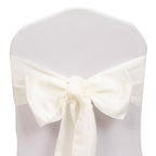 5 Pack Lamour Satin 6"x106" Chair Sashes Ivory - Stylish Reusable Decorative Bows - Bell Racket Store