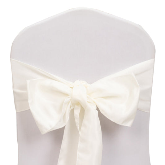 5 Pack Lamour Satin 6"x106" Chair Sashes Ivory - Stylish Reusable Decorative Bows - Bell Racket Store