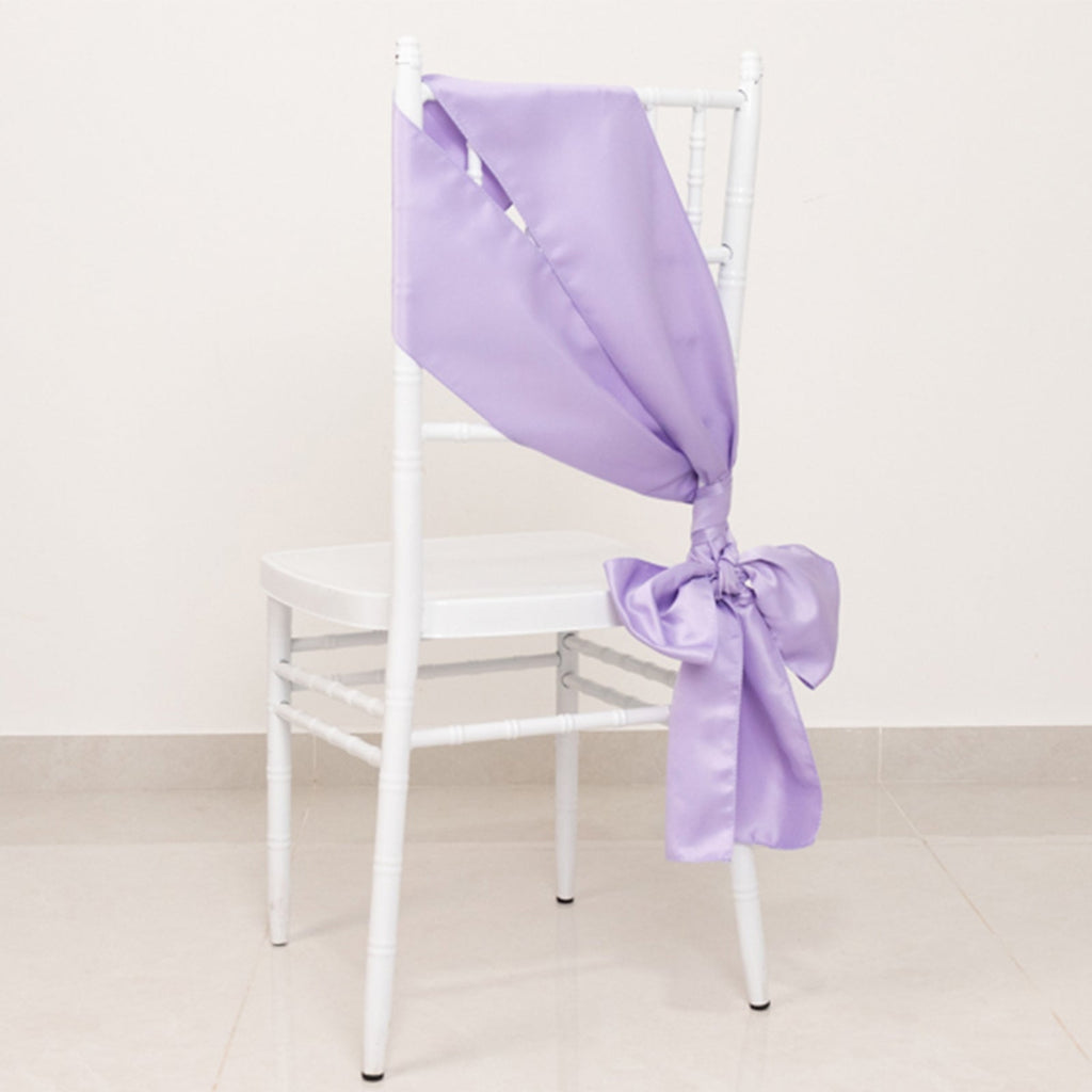 5 Pack Lamour Satin 6"x106" Chair Sashes Lavender Lilac - Stylish Reusable Decorative Bows - Bell Racket Store