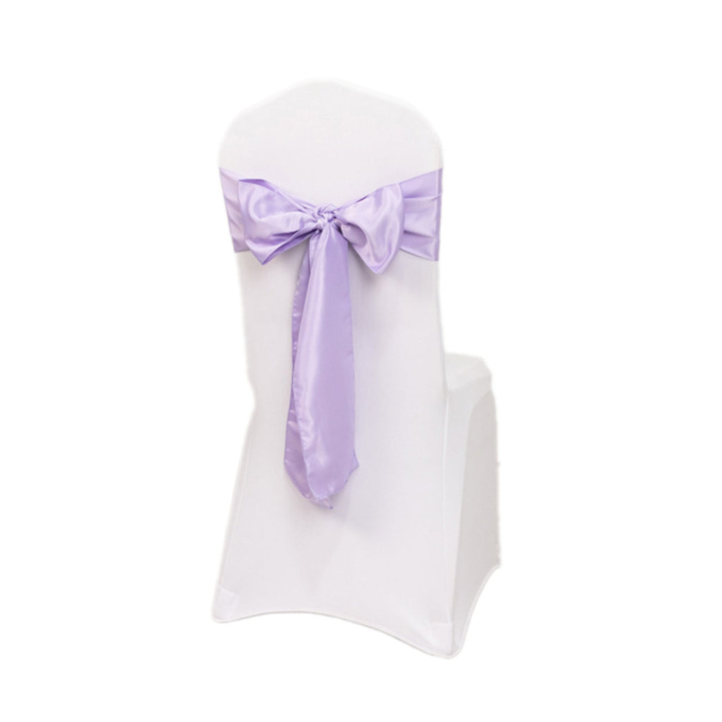 5 Pack Lamour Satin 6"x106" Chair Sashes Lavender Lilac - Stylish Reusable Decorative Bows - Bell Racket Store