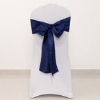5 Pack Lamour Satin 6"x106" Chair Sashes Navy Blue - Stylish Reusable Decorative Bows - Bell Racket Store