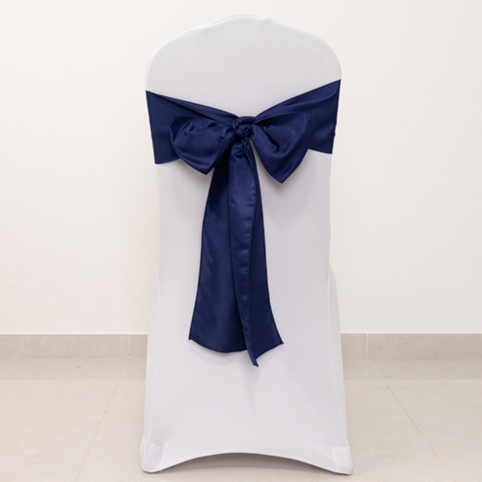 5 Pack Lamour Satin 6"x106" Chair Sashes Navy Blue - Stylish Reusable Decorative Bows - Bell Racket Store