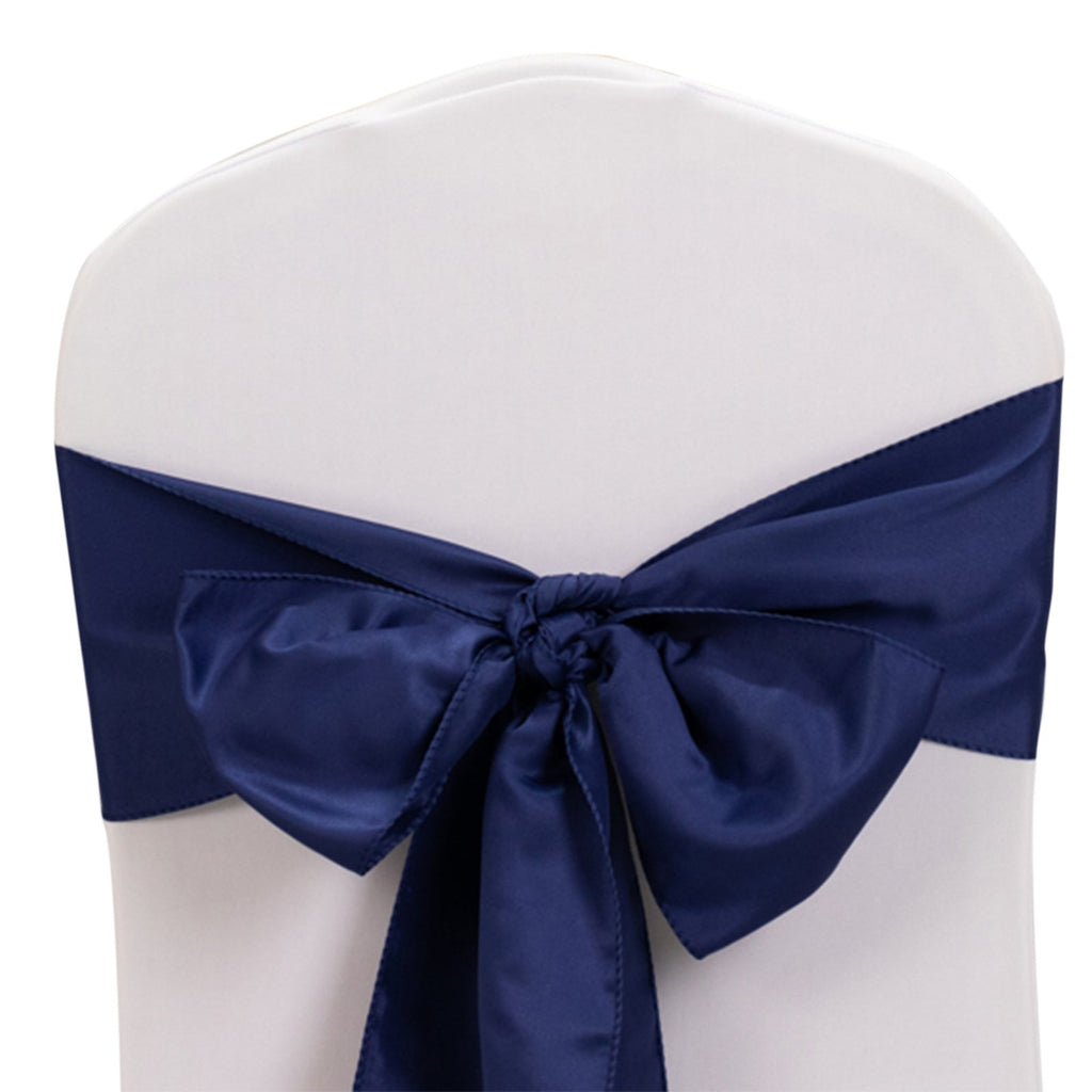 5 Pack Lamour Satin 6"x106" Chair Sashes Navy Blue - Stylish Reusable Decorative Bows - Bell Racket Store