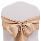 5 Pack Lamour Satin 6"x106" Chair Sashes Nude - Stylish Reusable Decorative Bows - Bell Racket Store