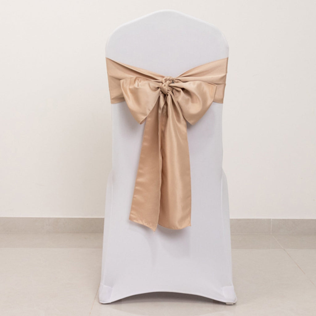 5 Pack Lamour Satin 6"x106" Chair Sashes Nude - Stylish Reusable Decorative Bows - Bell Racket Store