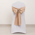 5 Pack Lamour Satin 6"x106" Chair Sashes Nude - Stylish Reusable Decorative Bows - Bell Racket Store