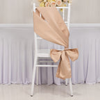 5 Pack Lamour Satin 6"x106" Chair Sashes Nude - Stylish Reusable Decorative Bows - Bell Racket Store