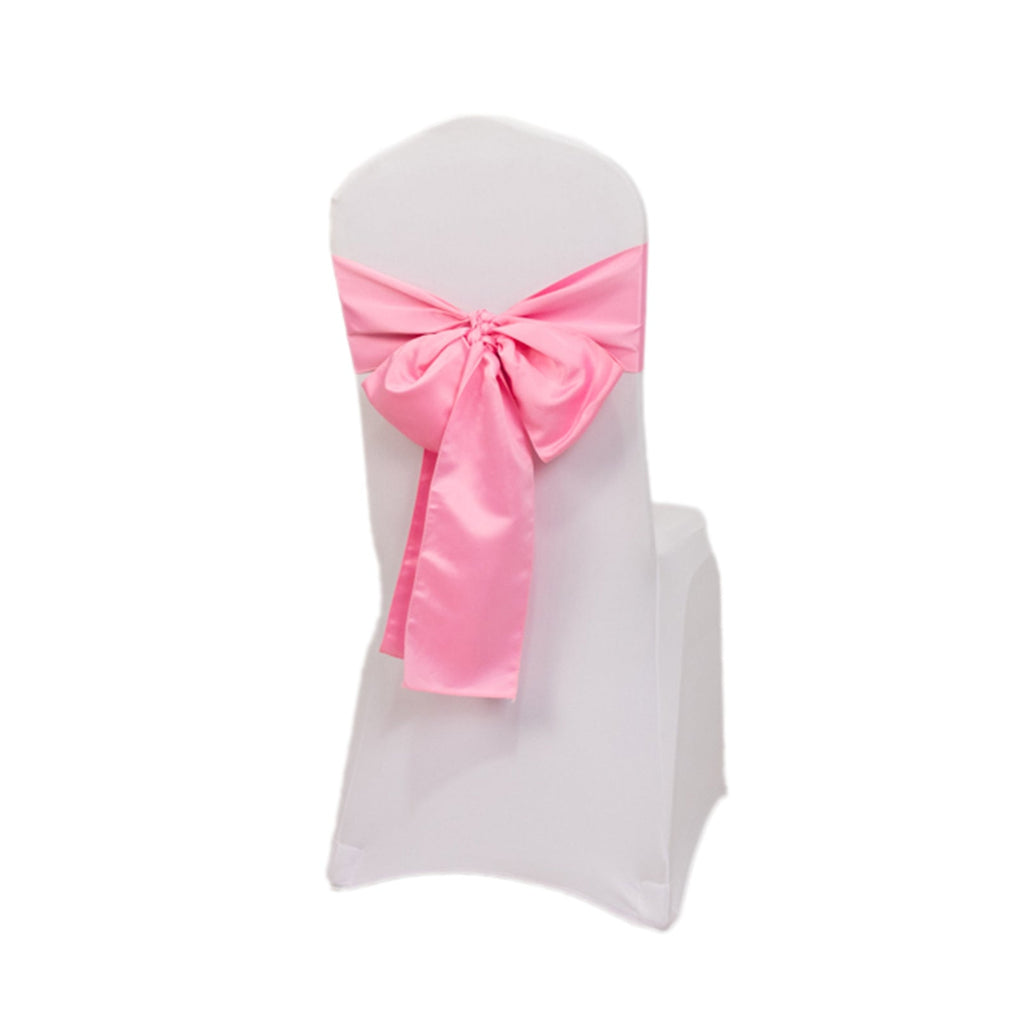 5 Pack Lamour Satin 6"x106" Chair Sashes Pink - Stylish Reusable Decorative Bows - Bell Racket Store