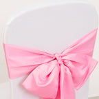 5 Pack Lamour Satin 6"x106" Chair Sashes Pink - Stylish Reusable Decorative Bows - Bell Racket Store