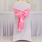 5 Pack Lamour Satin 6"x106" Chair Sashes Pink - Stylish Reusable Decorative Bows - Bell Racket Store