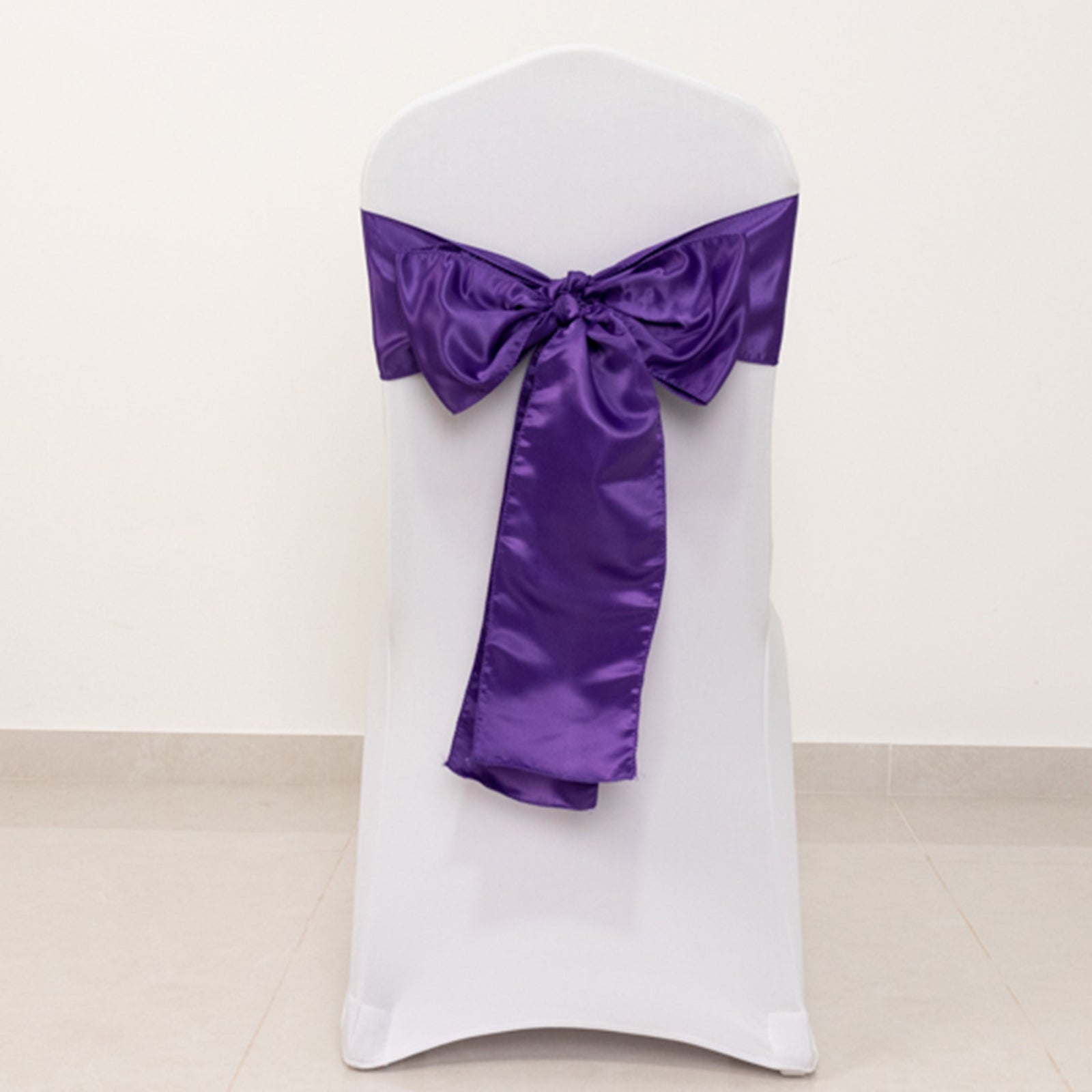 5 Pack Lamour Satin 6"x106" Chair Sashes Purple - Stylish Reusable Decorative Bows - Bell Racket Store