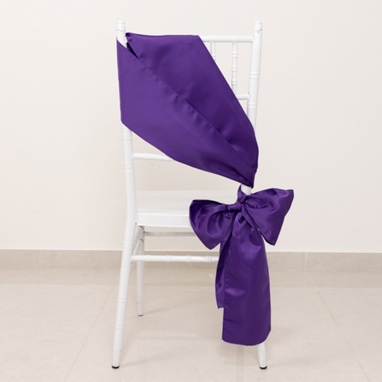 5 Pack Lamour Satin 6"x106" Chair Sashes Purple - Stylish Reusable Decorative Bows - Bell Racket Store