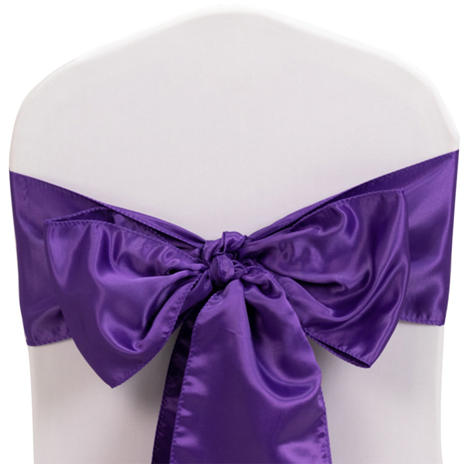 5 Pack Lamour Satin 6"x106" Chair Sashes Purple - Stylish Reusable Decorative Bows - Bell Racket Store