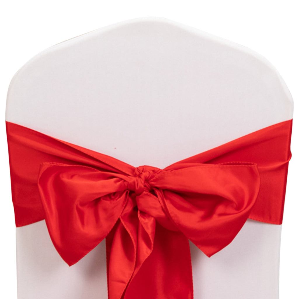 5 Pack Lamour Satin 6"x106" Chair Sashes Red - Stylish Reusable Decorative Bows - Bell Racket Store