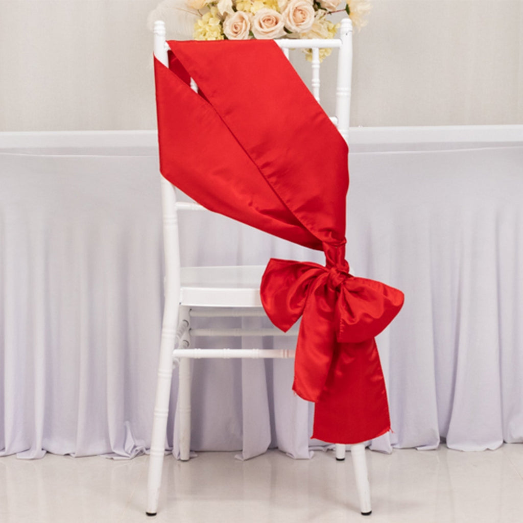 5 Pack Lamour Satin 6"x106" Chair Sashes Red - Stylish Reusable Decorative Bows - Bell Racket Store