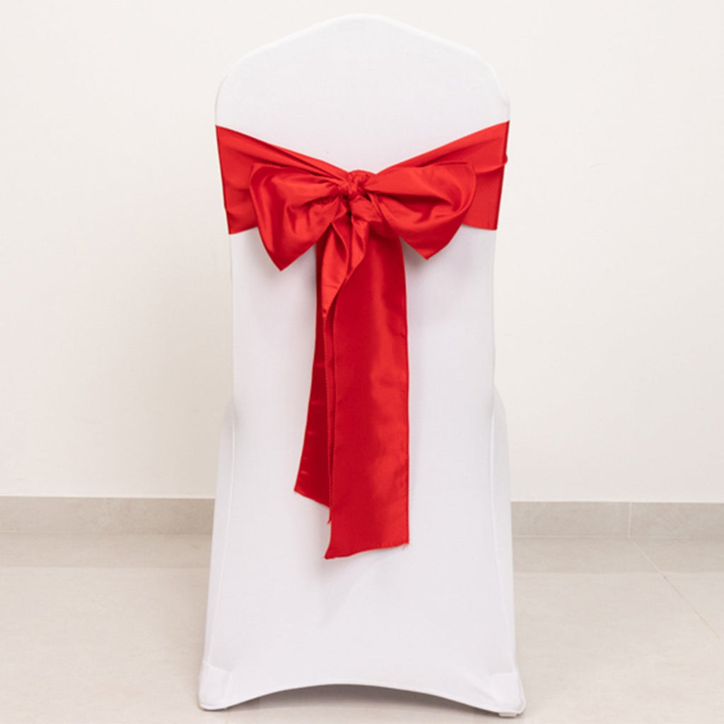 5 Pack Lamour Satin 6"x106" Chair Sashes Red - Stylish Reusable Decorative Bows - Bell Racket Store