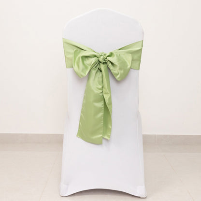 5 Pack Lamour Satin 6"x106" Chair Sashes Sage Green - Stylish Reusable Decorative Bows - Bell Racket Store