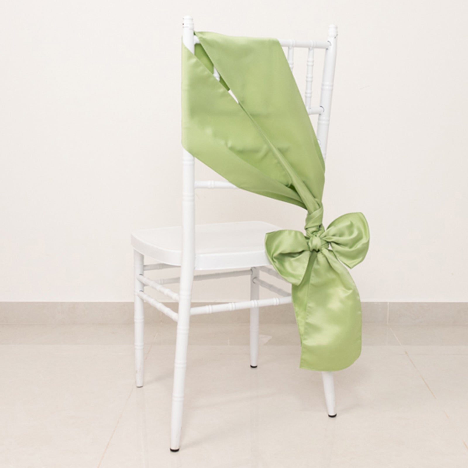 5 Pack Lamour Satin 6"x106" Chair Sashes Sage Green - Stylish Reusable Decorative Bows - Bell Racket Store