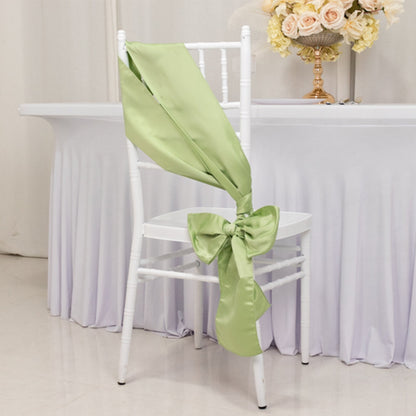 5 Pack Lamour Satin 6"x106" Chair Sashes Sage Green - Stylish Reusable Decorative Bows - Bell Racket Store