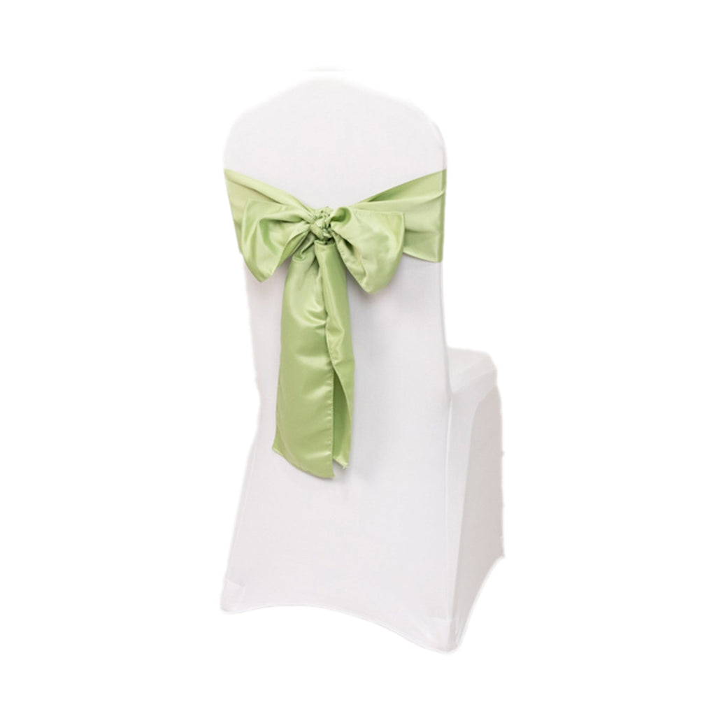 5 Pack Lamour Satin 6"x106" Chair Sashes Sage Green - Stylish Reusable Decorative Bows - Bell Racket Store
