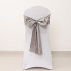 5 Pack Lamour Satin 6"x106" Chair Sashes Silver - Stylish Reusable Decorative Bows - Bell Racket Store