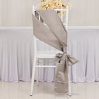 5 Pack Lamour Satin 6"x106" Chair Sashes Silver - Stylish Reusable Decorative Bows - Bell Racket Store