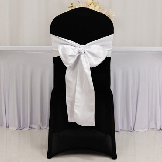 5 Pack Lamour Satin 6"x106" Chair Sashes White - Stylish Reusable Decorative Bows for Weddings & Gatherings - Bell Racket Store