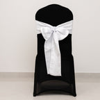 5 Pack Lamour Satin 6"x106" Chair Sashes White - Stylish Reusable Decorative Bows for Weddings & Gatherings - Bell Racket Store