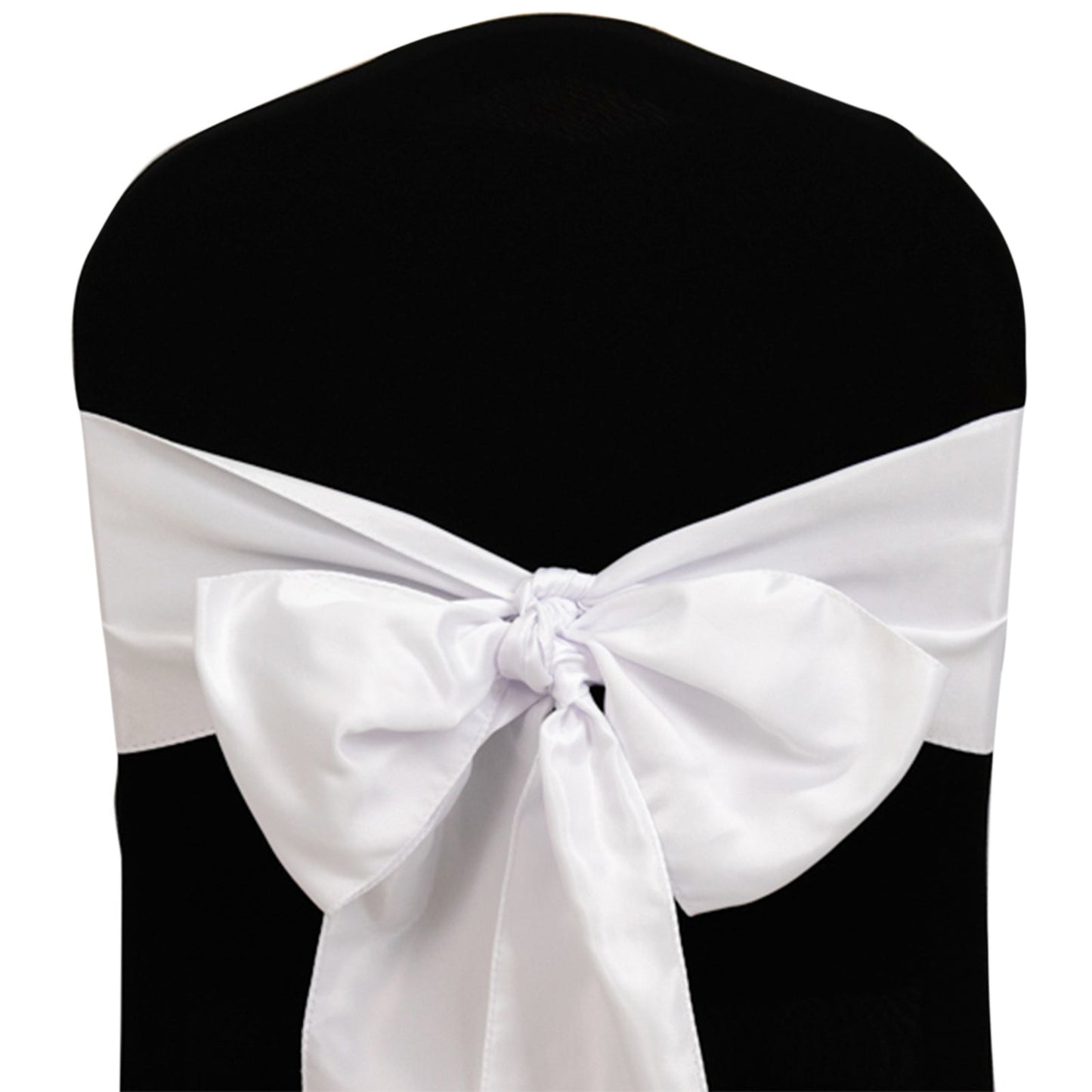 5 Pack Lamour Satin 6"x106" Chair Sashes White - Stylish Reusable Decorative Bows for Weddings & Gatherings - Bell Racket Store
