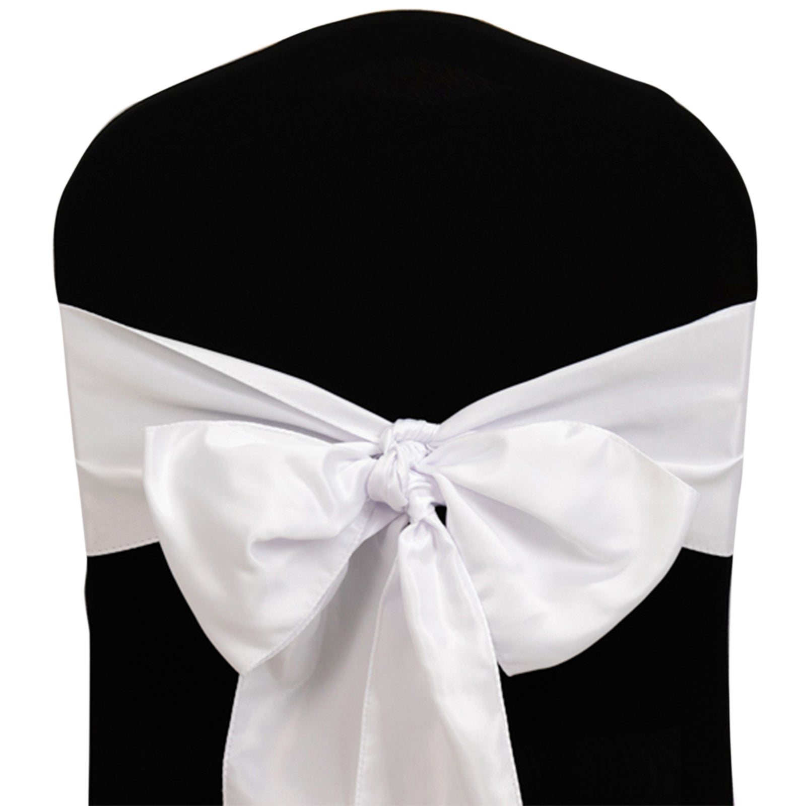 5 Pack Lamour Satin 6"x106" Chair Sashes White - Stylish Reusable Decorative Bows for Weddings & Gatherings - Bell Racket Store