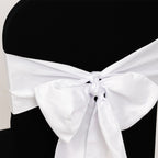 5 Pack Lamour Satin 6"x106" Chair Sashes White - Stylish Reusable Decorative Bows for Weddings & Gatherings - Bell Racket Store