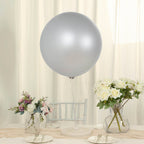 5 Pack Large Silver Biodegradable Balloons, 36" Thickened Extra Strong Eco - friendly Latex Helium Party Balloons - Bell Racket Store