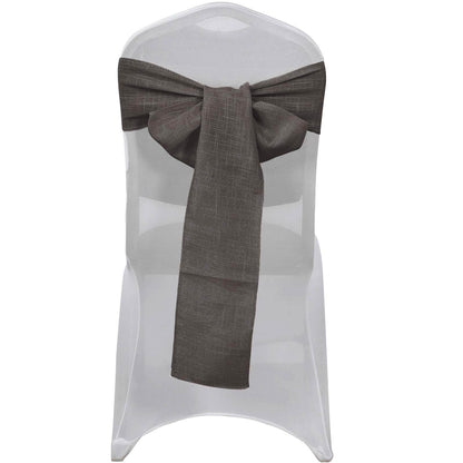 5 Pack Linen Chair Sashes 6"x108" Slubby Textured Charcoal Gray - Durable Wrinkle-Resistant Decor