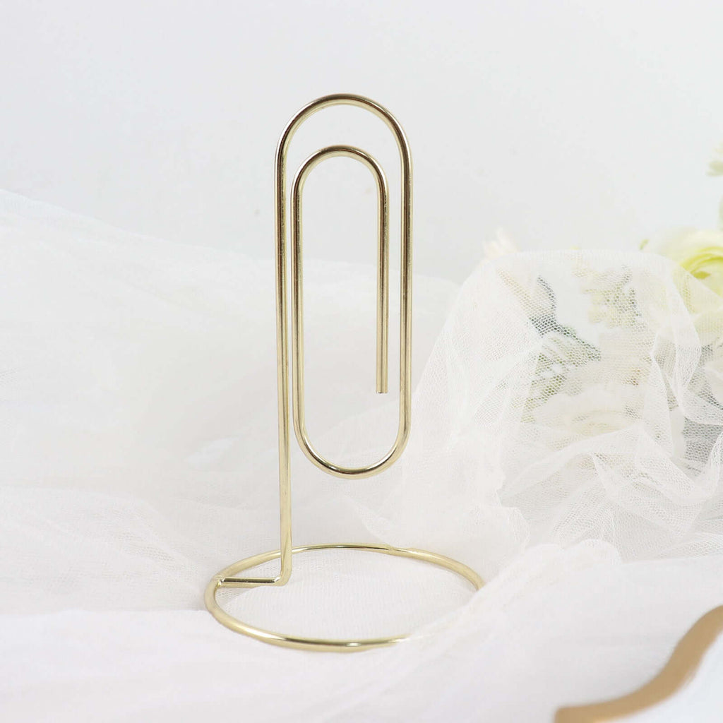 5 - Pack Metal Card Holder Stands Paperclip Design Gold - Table Number Stands and Wedding Menu Clips 5" - Bell Racket Store