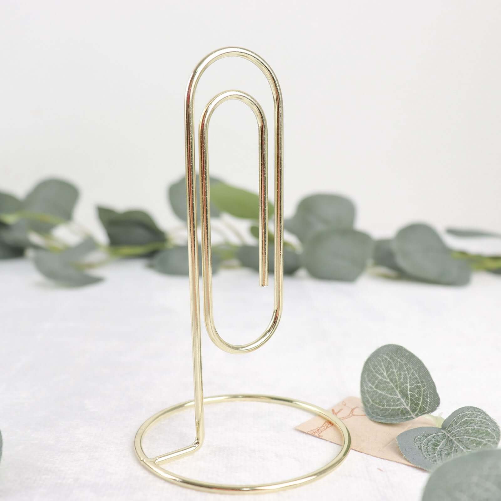 5 - Pack Metal Card Holder Stands Paperclip Design Gold - Table Number Stands and Wedding Menu Clips 5" - Bell Racket Store