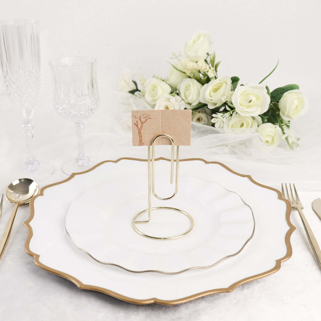 5 - Pack Metal Card Holder Stands Paperclip Design Gold - Table Number Stands and Wedding Menu Clips 5" - Bell Racket Store