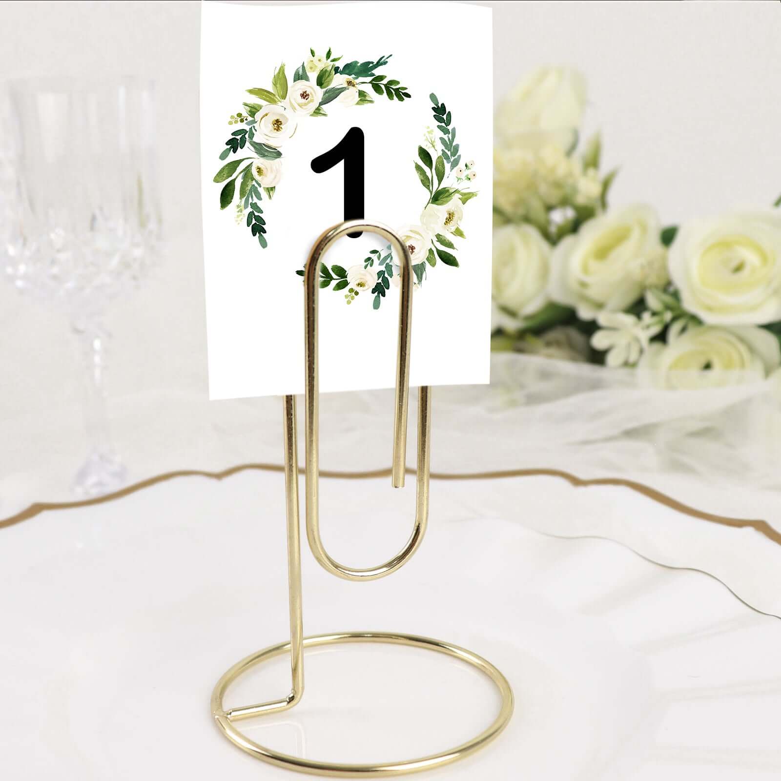5 - Pack Metal Card Holder Stands Paperclip Design Gold - Table Number Stands and Wedding Menu Clips 5" - Bell Racket Store