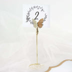 5 - Pack Metal Place Card Holders Gold - Modern Table Number Stands with Whimsical Butterfly Clips & Spiral Base for Signs Memos Photos Menus 5" - Bell Racket Store
