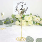 5 - Pack Metal Place Card Holders Gold - Modern Table Number Stands with Whimsical Butterfly Clips & Spiral Base for Signs Memos Photos Menus 5" - Bell Racket Store