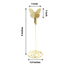 5 - Pack Metal Place Card Holders Gold - Modern Table Number Stands with Whimsical Butterfly Clips & Spiral Base for Signs Memos Photos Menus 5" - Bell Racket Store