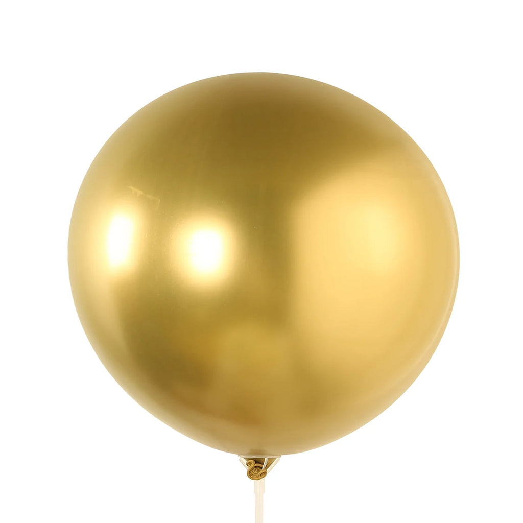 5 Pack Metallic Chrome Gold Biodegradable Balloons, 36" Large Round Eco - friendly Thickened Latex Party Balloons - Bell Racket Store