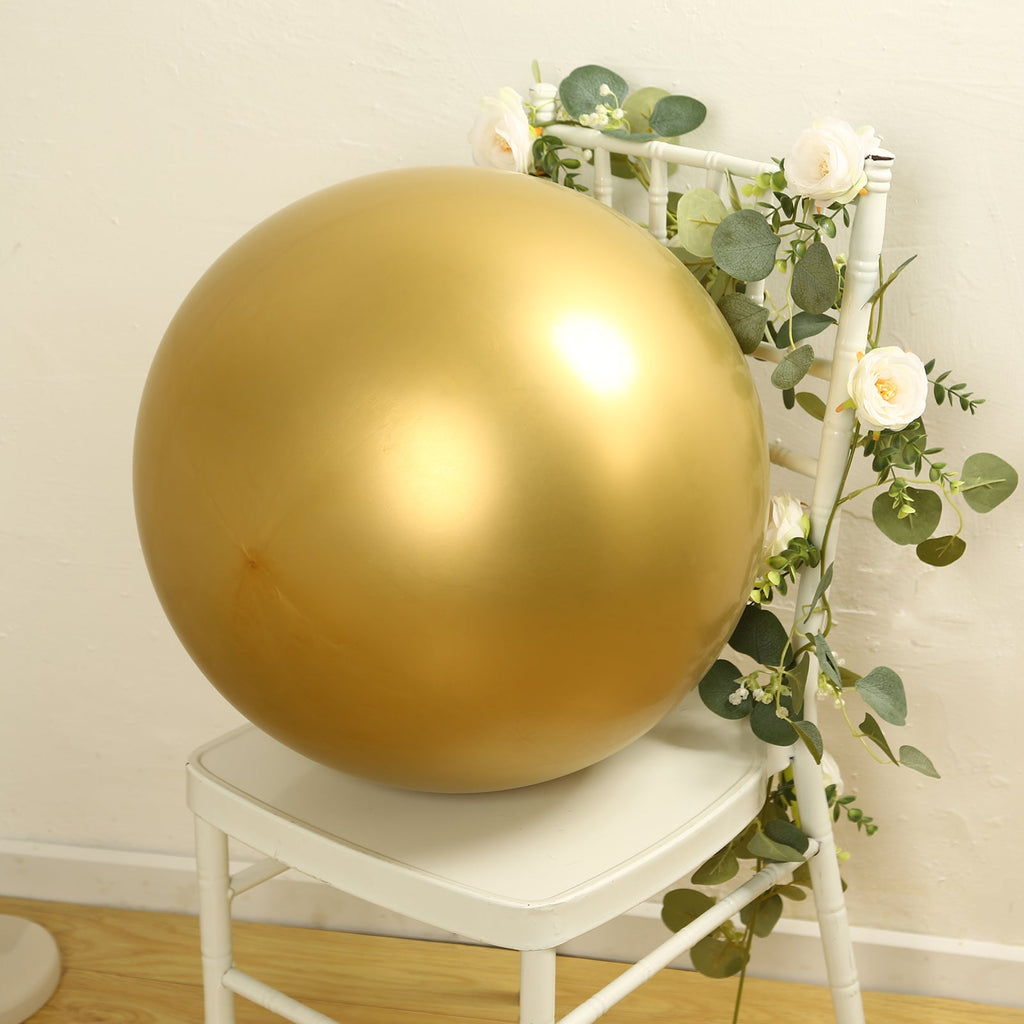 5 Pack Metallic Chrome Gold Biodegradable Balloons, 36" Large Round Eco - friendly Thickened Latex Party Balloons - Bell Racket Store