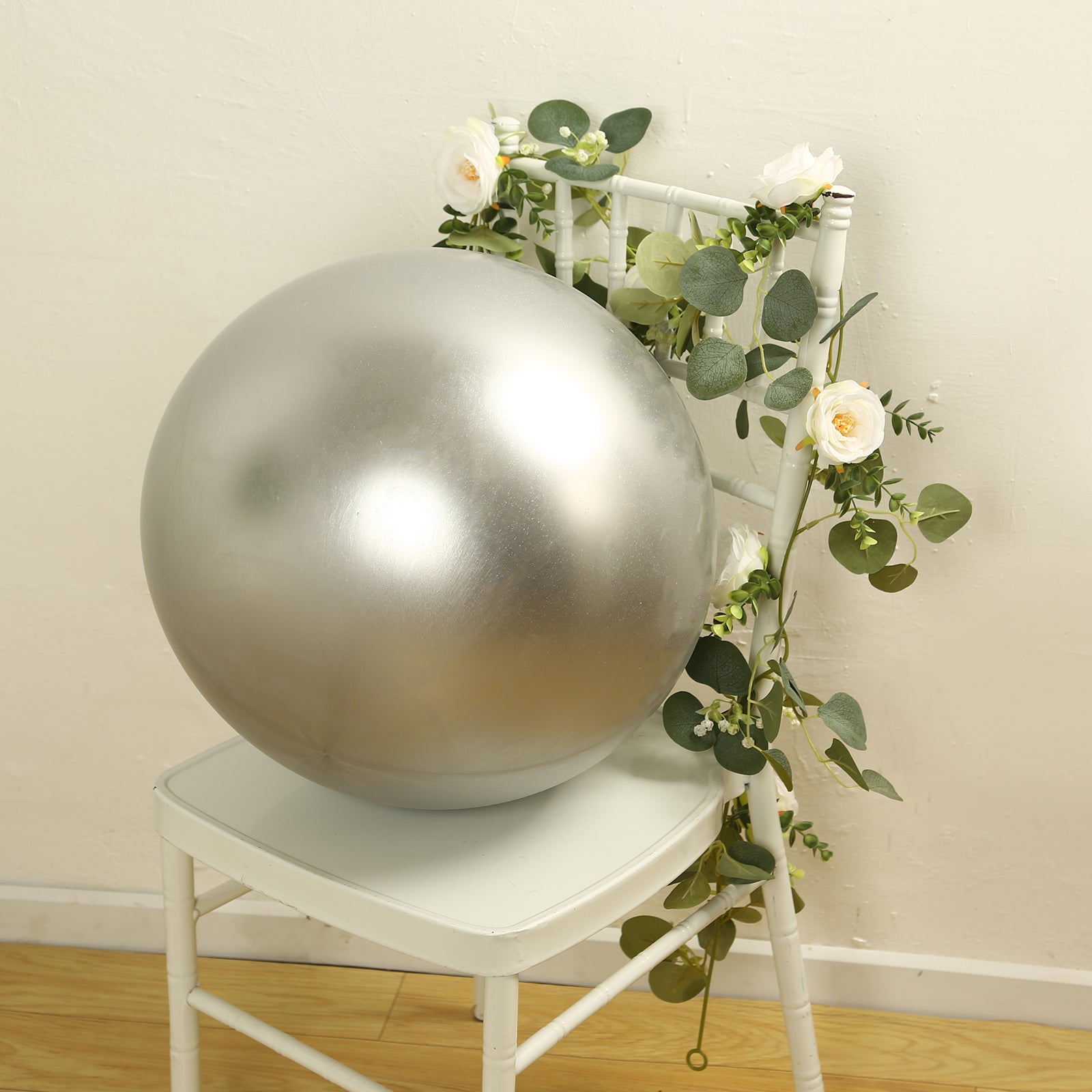 5 Pack Metallic Chrome Silver Biodegradable Balloons, 36" Large Round Eco - friendly Thickened Latex Party Balloons - Bell Racket Store